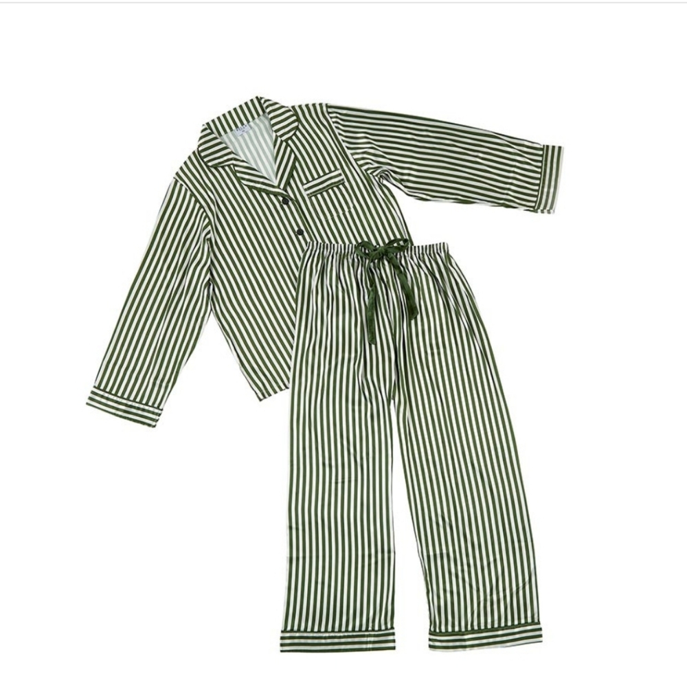 Green Stripe Satin Pajamas